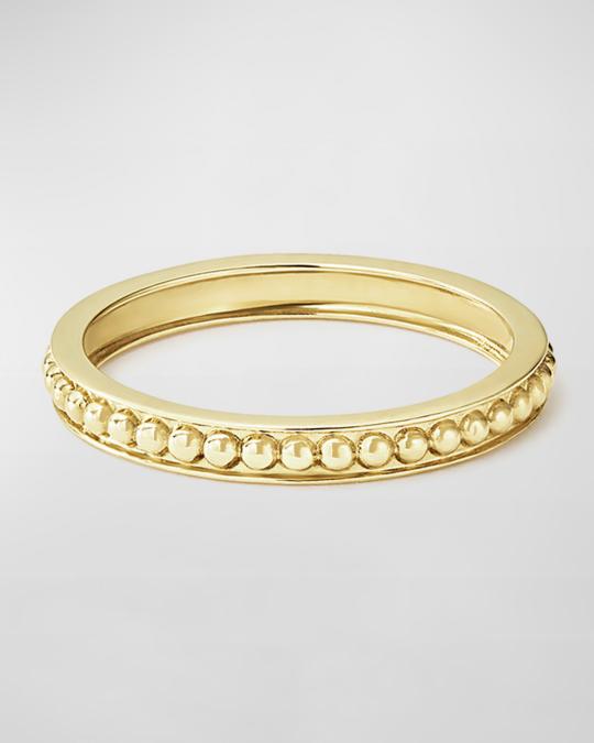 LAGOS 18k Caviar Beaded Stack Ring w/ Beveled Edges, Size 7 | Neiman Marcus