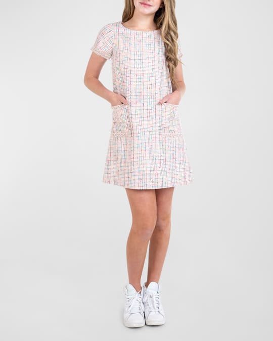 Girl's Zola Tweed Shift Dress, Size 7-16