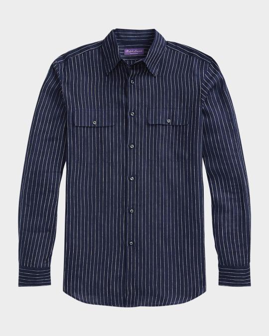 Ralph Lauren Purple Label Men's Norfolk Pinstripe Button-Down