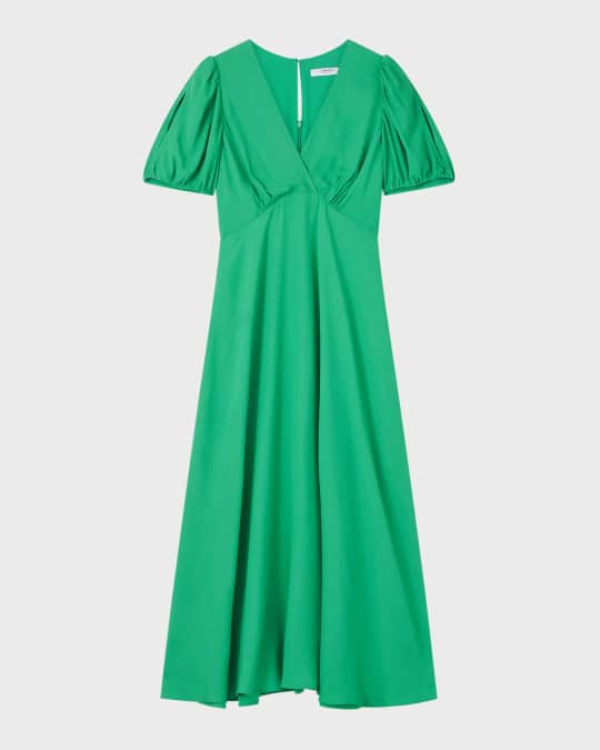 Hermia Split-Sleeve Empire Midi Dress