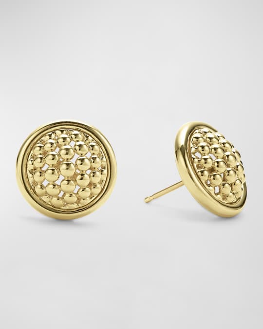Covet 18k Yellow Gold Cavier Stud Earrings