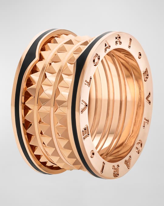 B.Zero1 Pink Gold Black Ceramic Edge Ring, EU 54 / US 6.75