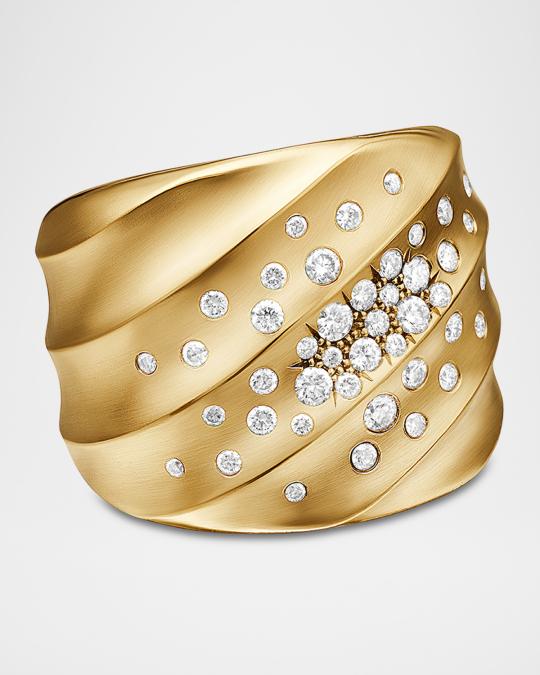 David Yurman Cable Edge Saddle Ring with Diamonds in 18K Gold, 18.8mm ...