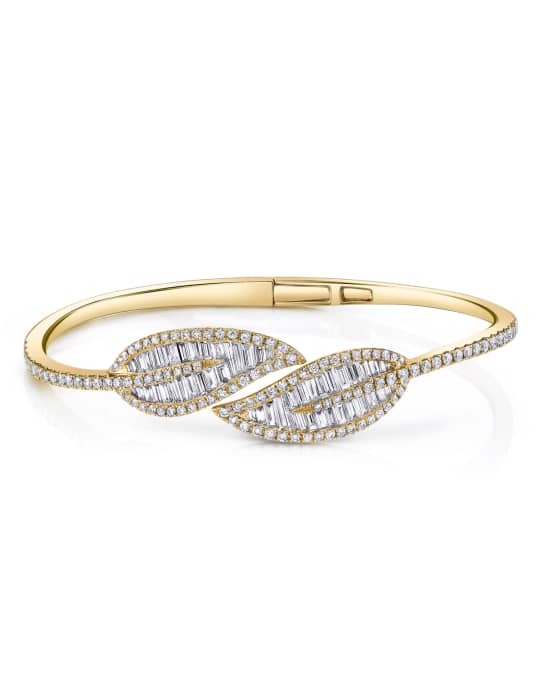 18k Hinged Diamond Leaf Bracelet