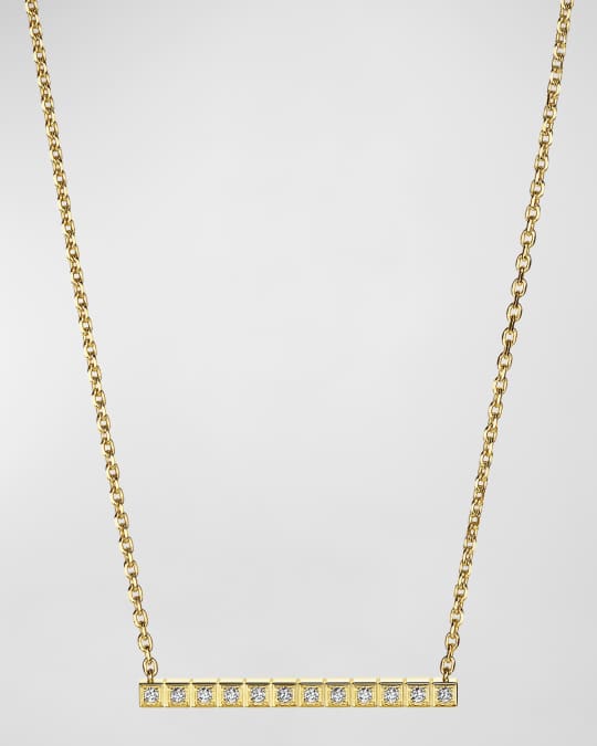 Ice Cube 18K Yellow Gold Diamond Bar Necklace
