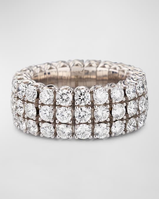 18K White Gold Xpandable™ Three-Row Diamond Ring, Size 6 - 9.5