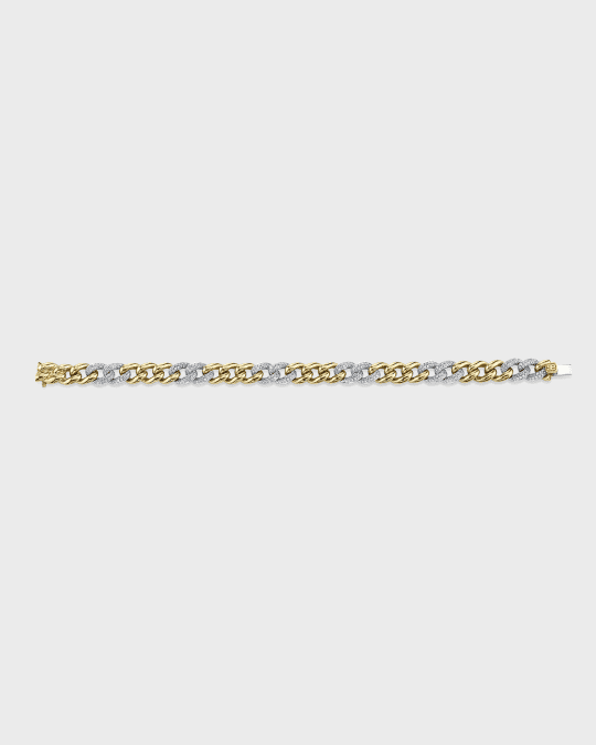 14K Small Link Bracelet with Diamond Pave