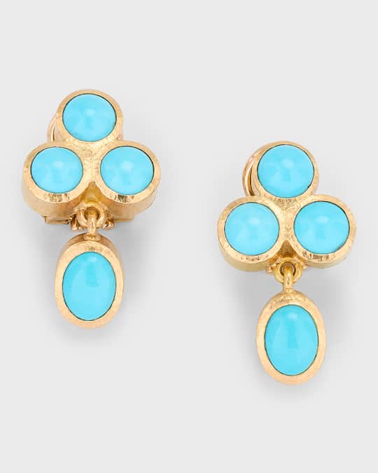 Elizabeth Locke 19k Yellow Gold Sleeping Beauty Turquoise Earrings