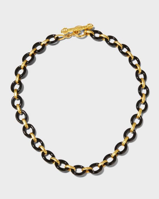 Yellow Gold Black Jade Positano Link Necklace