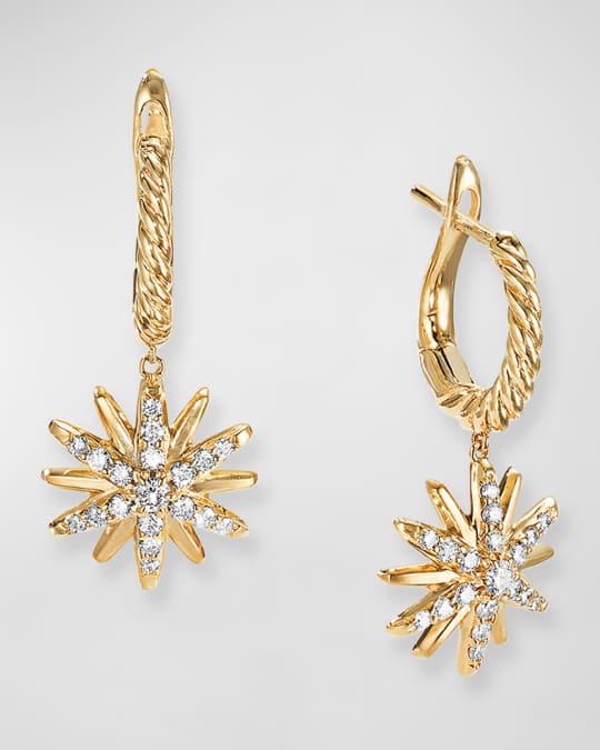 David Yurman Starburst Drop Earrings in 18k Gold with Diamonds