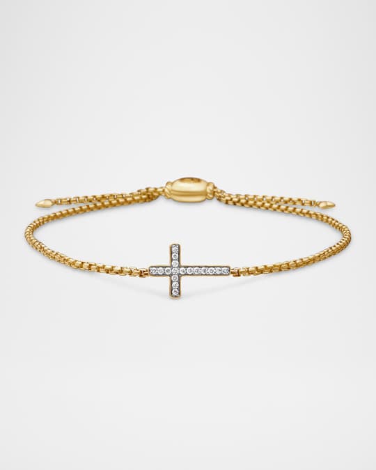 18K Gold Petite Sideways Diamond Cross Bracelet