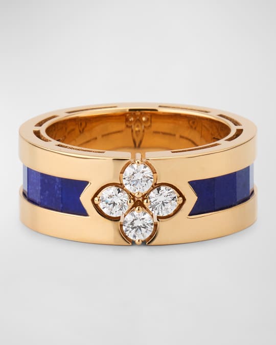 18K Rose Gold Diamond and Lapis Love in Verona Ring Size 6.5