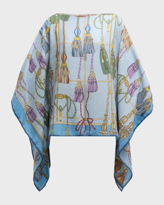 Remini Light Blue Cashmere-Blend Poncho 