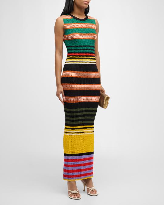 zankov knit dress Lowry Striped Pointelle-Knit Sleeveless Maxi 2026E