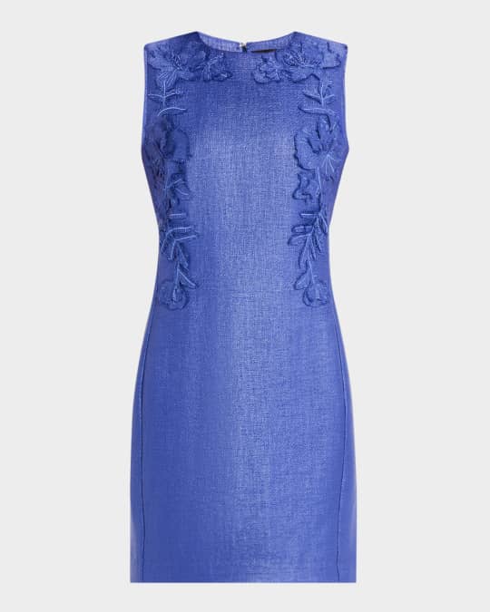 Sleeveless Shimmer Floral Applique Mini Dress