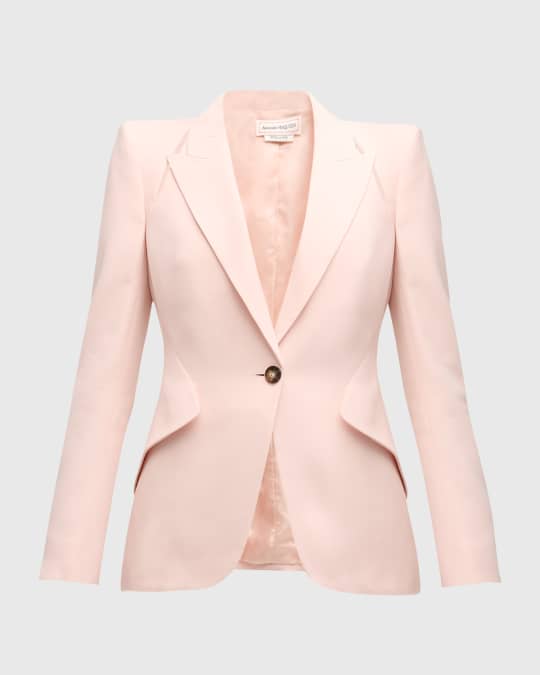 Leaf Crepe Blazer Jacket with Shoulder Slash Detail