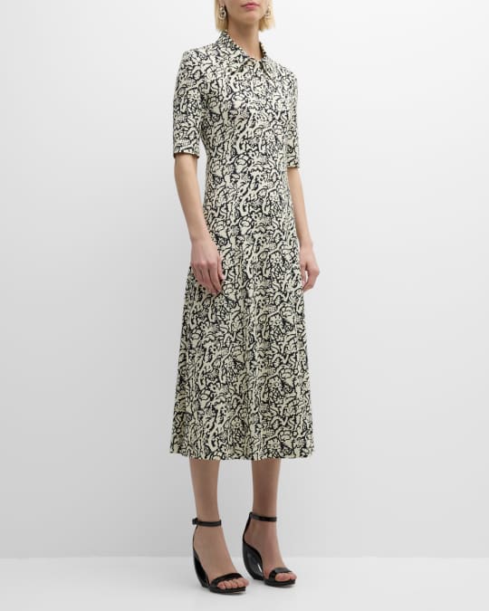 Rosetta Getty Abstract Nature-Print Short-Sleeve Midi Polo T-Shirt Dress |  Neiman Marcus
