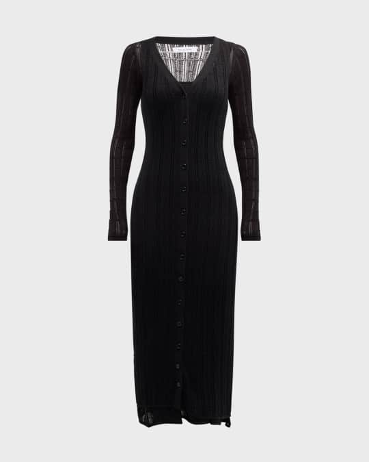 knee length dresses for ladies Black Ribbed Sleeveless Dress Cardigan Set main image 1