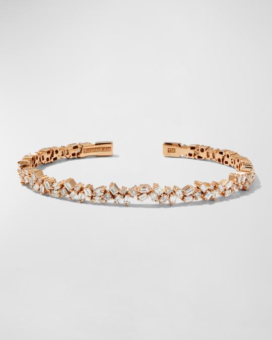 Suzanne Kalan 18K Rose Gold & Diamond Cuff Bracelet, Size M | Neiman Marcus