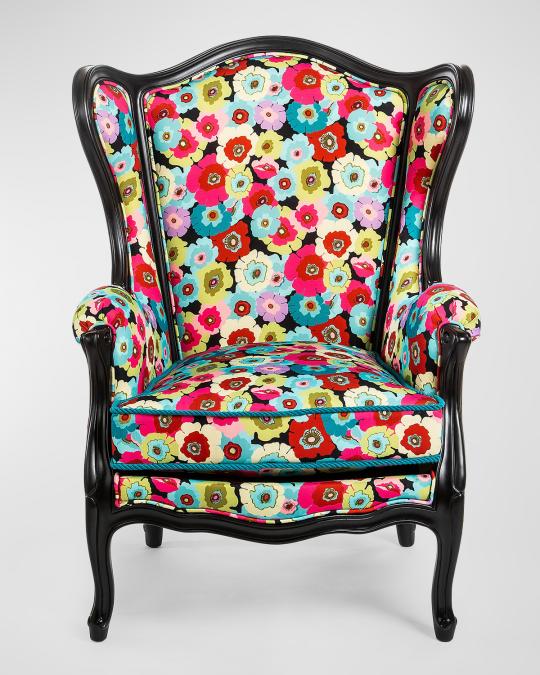 MacKenzie-Childs Always Flowers Outdoor Wing Chair | Neiman Marcus