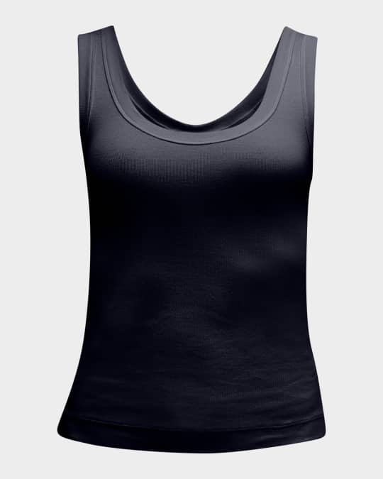 Tシャツ・カットソー BRUNELLO CUCINELLI RIBBED JERSEY TANK TOP WITH SHINY TAB Brunello Cucinelli Monili-Trim Cotton Rib Jersey Tank Top