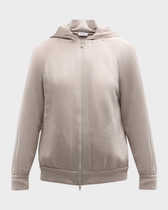 Brunello Cucinelli Monili-Trim Cotton-Silk Zip Hoodie