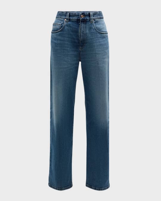 パンツ Brunello Cucinelli Straight Leg Pants BRUNELLO CUCINELLI Striped cotton-twill straight-leg pants