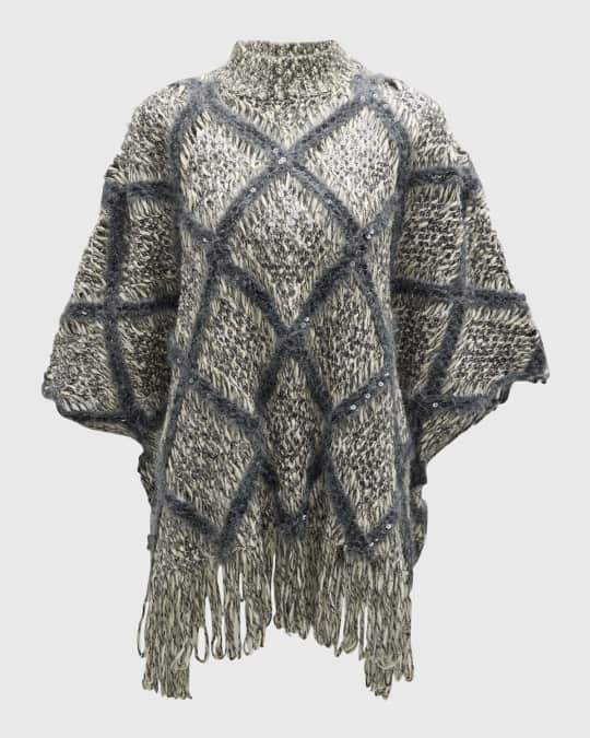 Macro Argyle Wool Couture Poncho