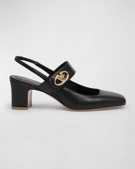 VLogo Medallion Slingback Pumps