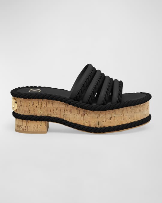 Valentino Garavani VLogo Leather Espadrille Platform Sandals