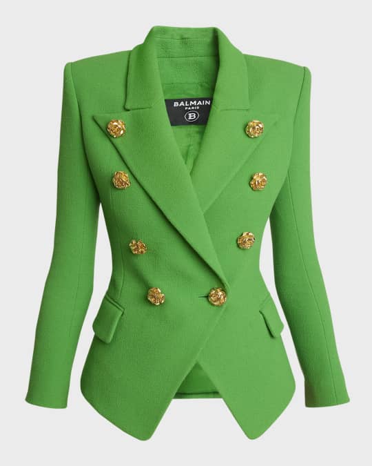 Balmain Rose 8-Button Double-Breasted Crepe Jacket | Neiman
