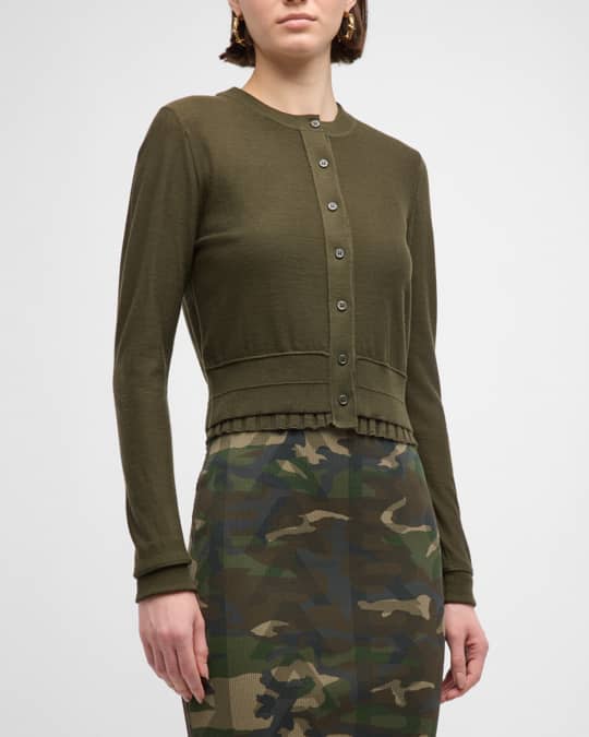 Marc Jacobs Ruffle Crewneck Fine Rib Crop Cardigan Neiman Marcus