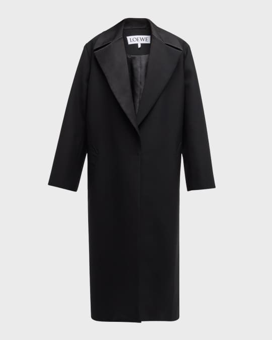 Loewe Satin-Lapel Oversized Tailored Long Coat | Neiman Marcus