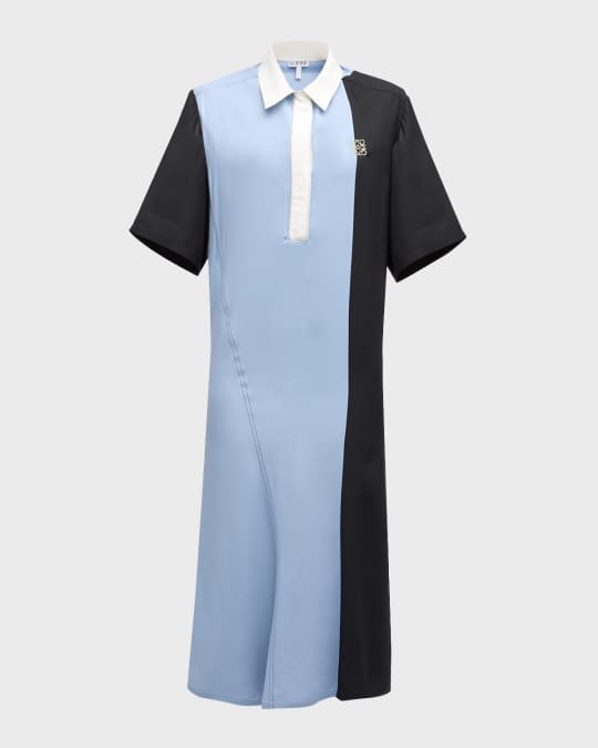Loewe Colorblock Short-Sleeve Midi Polo Shirtdress | Neiman Marcus