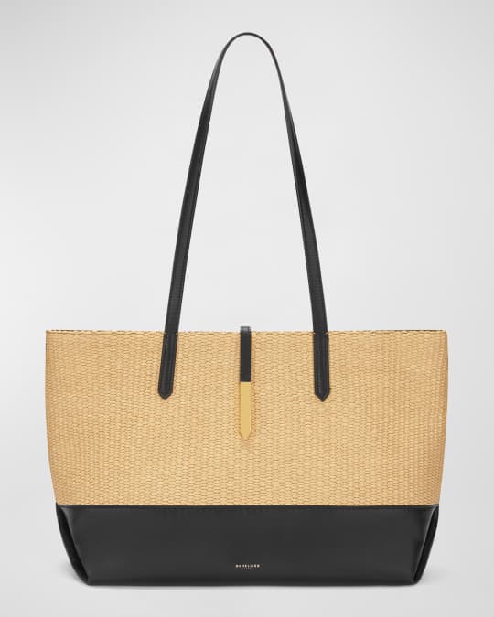 DEMELLIER ミディアム ラフィア＆レザー トートバッグ DeMellier Tokyo Raffia and Leather Tote Bag | Neiman Marcus