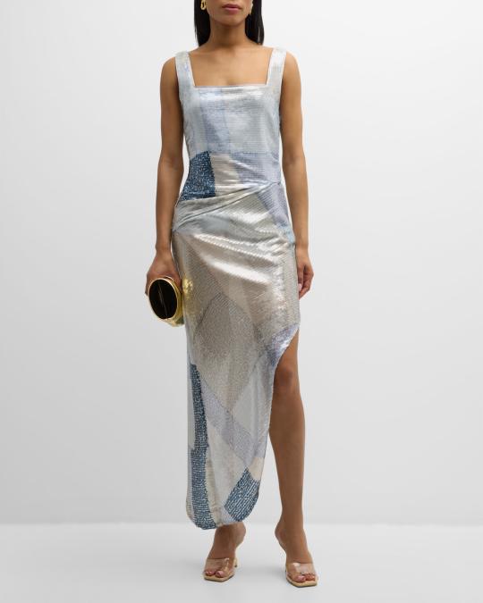 cult gaia open back dress Halterneck Maxi Dress With Open Back