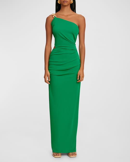 Cult Gaia Cobie Cutout One Shoulder Chain Strap Gown Neiman Marcus