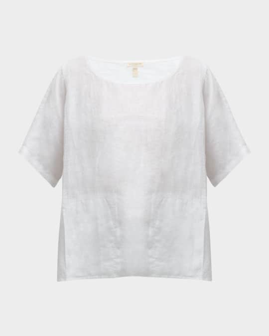Eileen Fisher Scoop Neck Handkerchief Organic Linen Top Neiman Marcus
