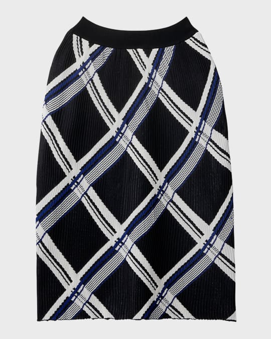 【関税&送料込】Burberry Satin Skirt With Check Panel Burberry Check Pleated Silk Pull-On Skirt | Neiman Marcus
