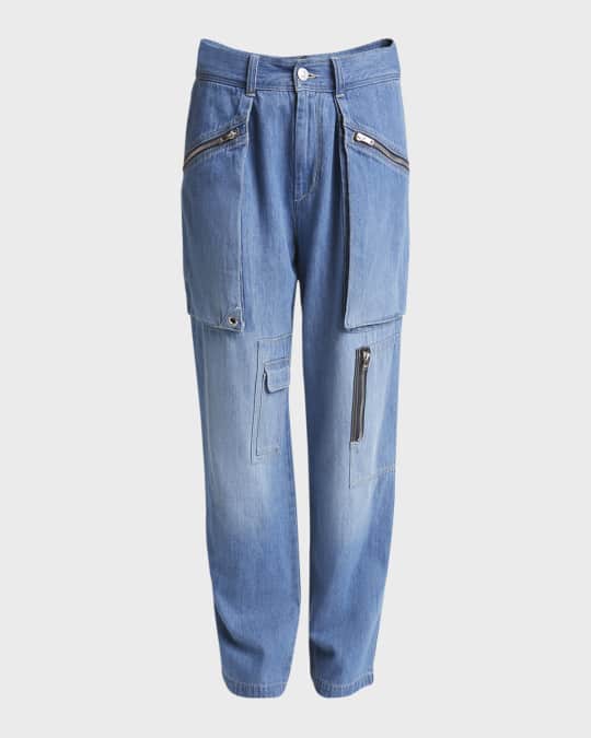 Isabel Marant Juliette Pleated Straight-Leg Denim Cargo
