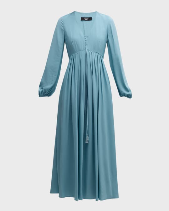 strapless open back dress Aisha Pleated Asymmetrical Gown - Sand Satin Asymmetrical Evening Gown main image 0