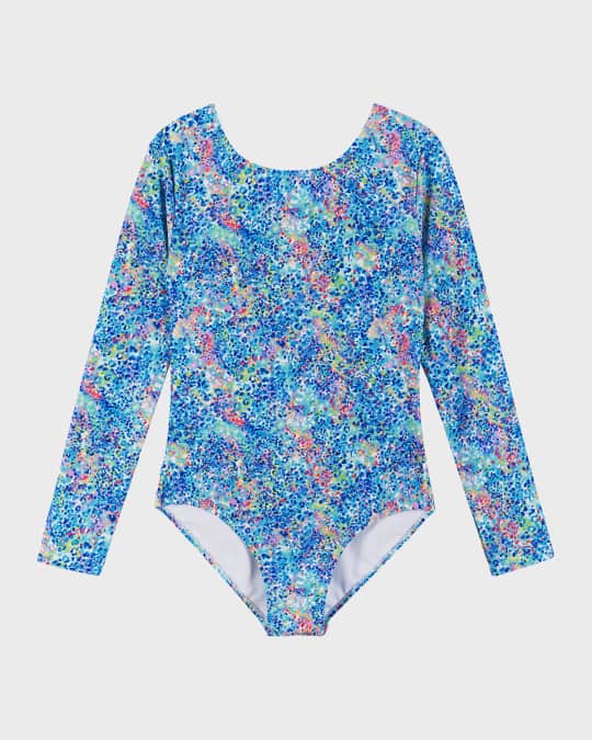 Girl's One-Piece Swimsuit W/ Open Back Detail, Size 7-16