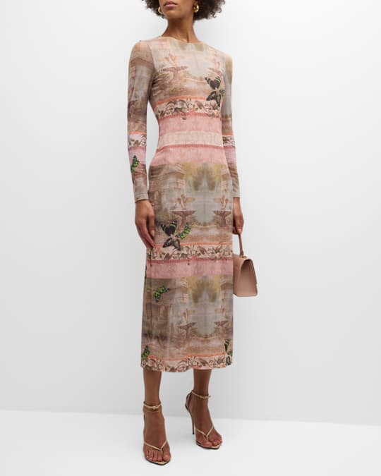 Alice Olivia Versailles Delora Long Sleeve Ankle Length Dress Neiman Marcus