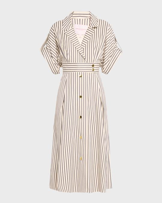 Carolina Herrera Striped Belted Shirtdress with Gold-Tone Buttons | Neiman  Marcus