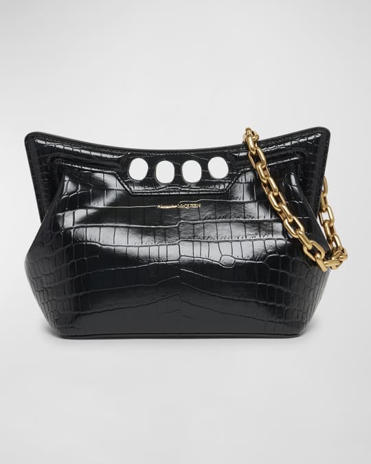 McQueen The Peak Small Croc-Embossed Top-Handle Bag | Neiman