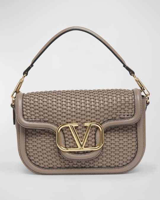 Valentino Garavani Alltime VLOGO Woven Leather Shoulder Bag
