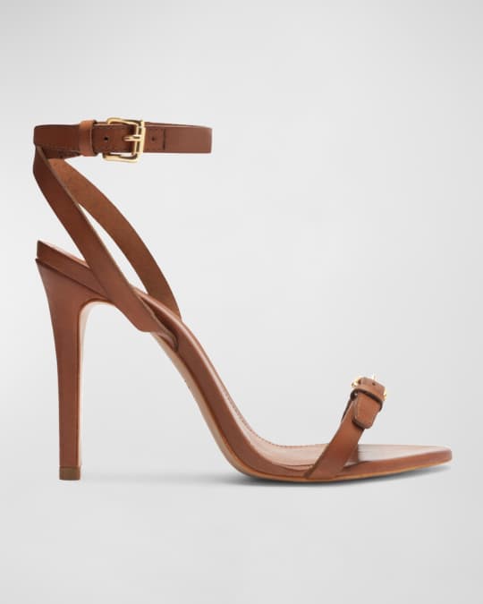 Schutz Aurora Buckle Leather Stiletto Sandals Neiman Marcus