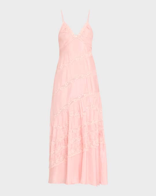 LoveShackFancy Idalia Silk Habotai Lace Maxi Dress | Neiman Marcus
