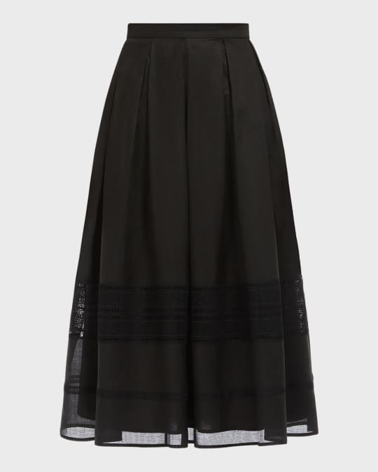 【関税＆送料込み】Max Mara Studio Midi Skirt Max Mara Studio Patto Pleated Lace-Inset Midi Skirt | Neiman