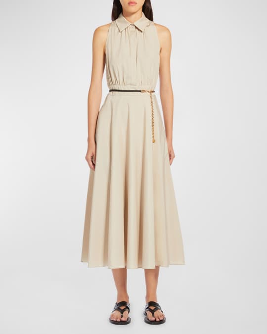 Max Mara Studio Adepto Belted Cotton Poplin Midi Shirtdress